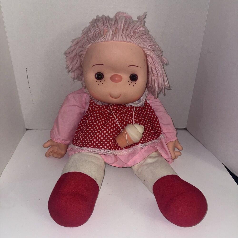 Ice Cream Girl Doll W Yarn Hair RARE Vintage 1980s J Shin Co 24" Pink 90s Big